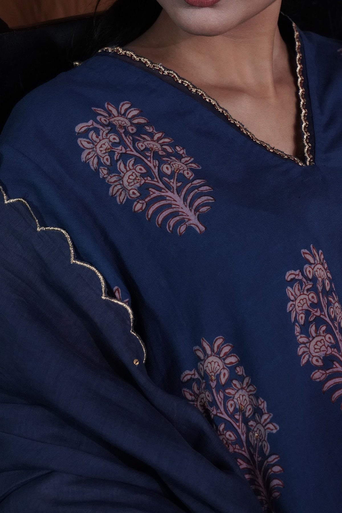 Pink Butti Kurta : Indigo