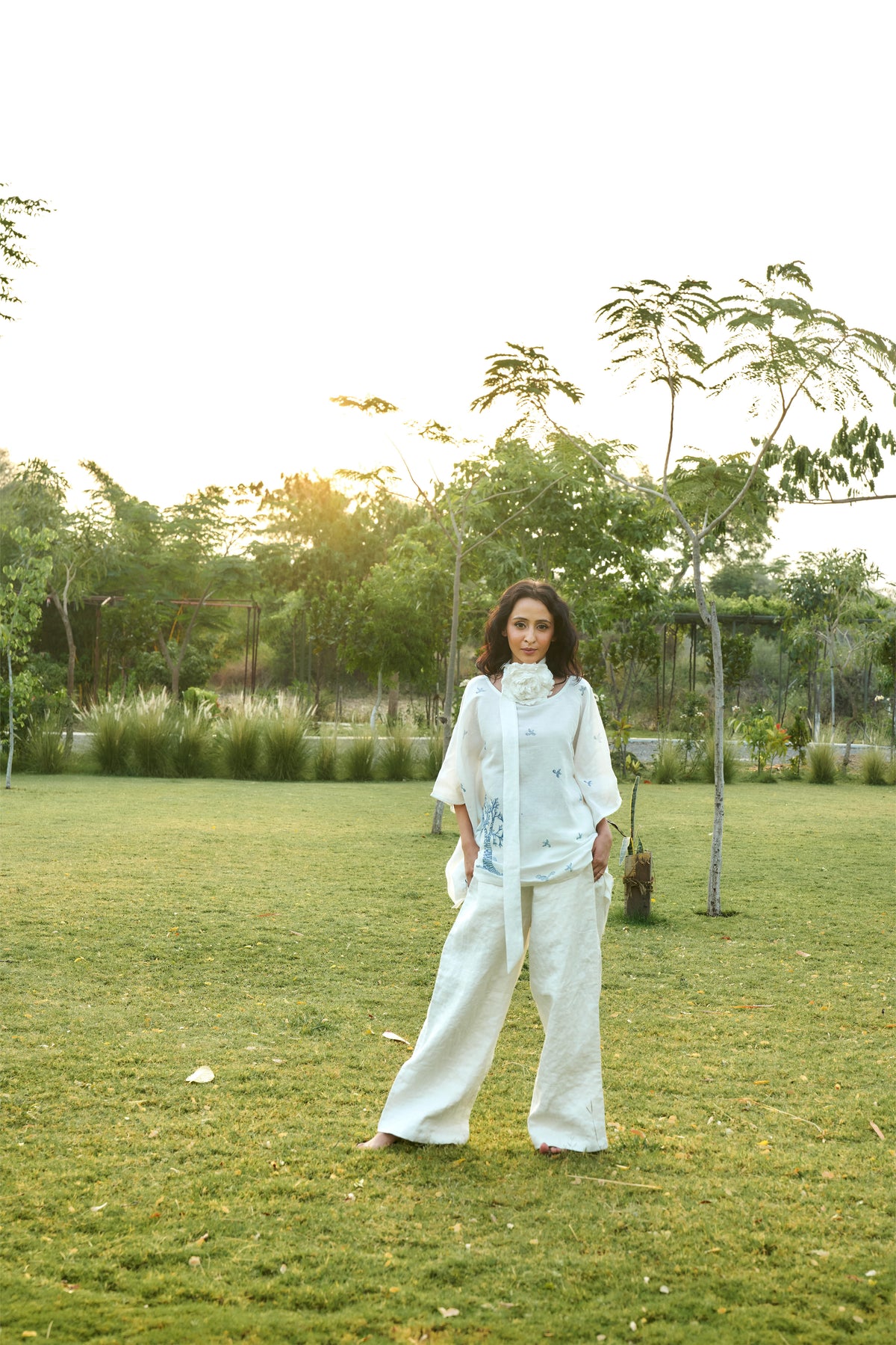 Beehive Print Linen Kaftan Top
