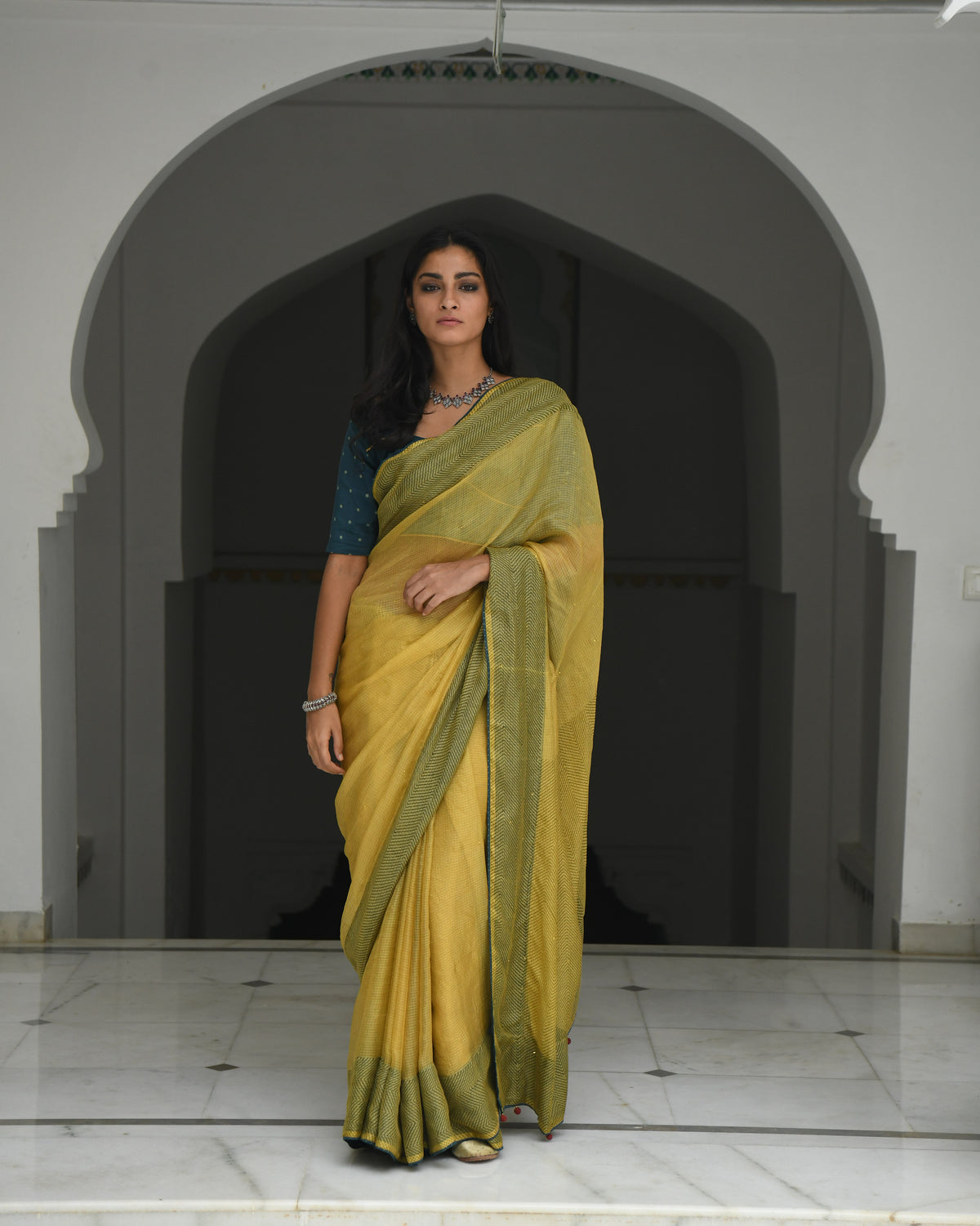Nargis Haldi Saree