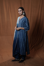 Khejri Striped Kurta : Indigo