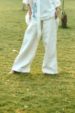 Quilted White Linen Pants