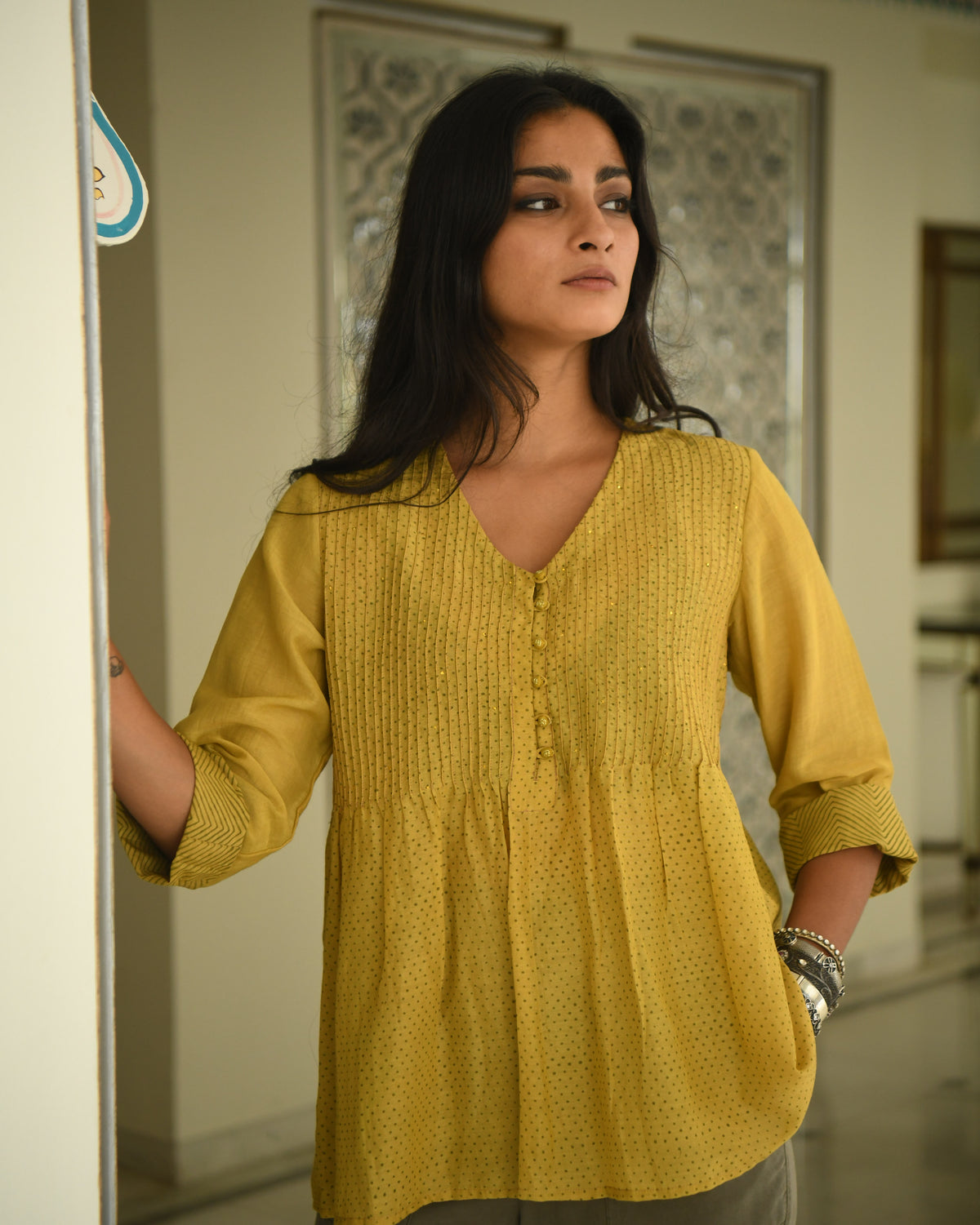 Nargis Haldi Half Shirt