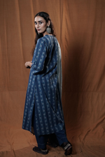 Khejri Striped Kurta : Indigo