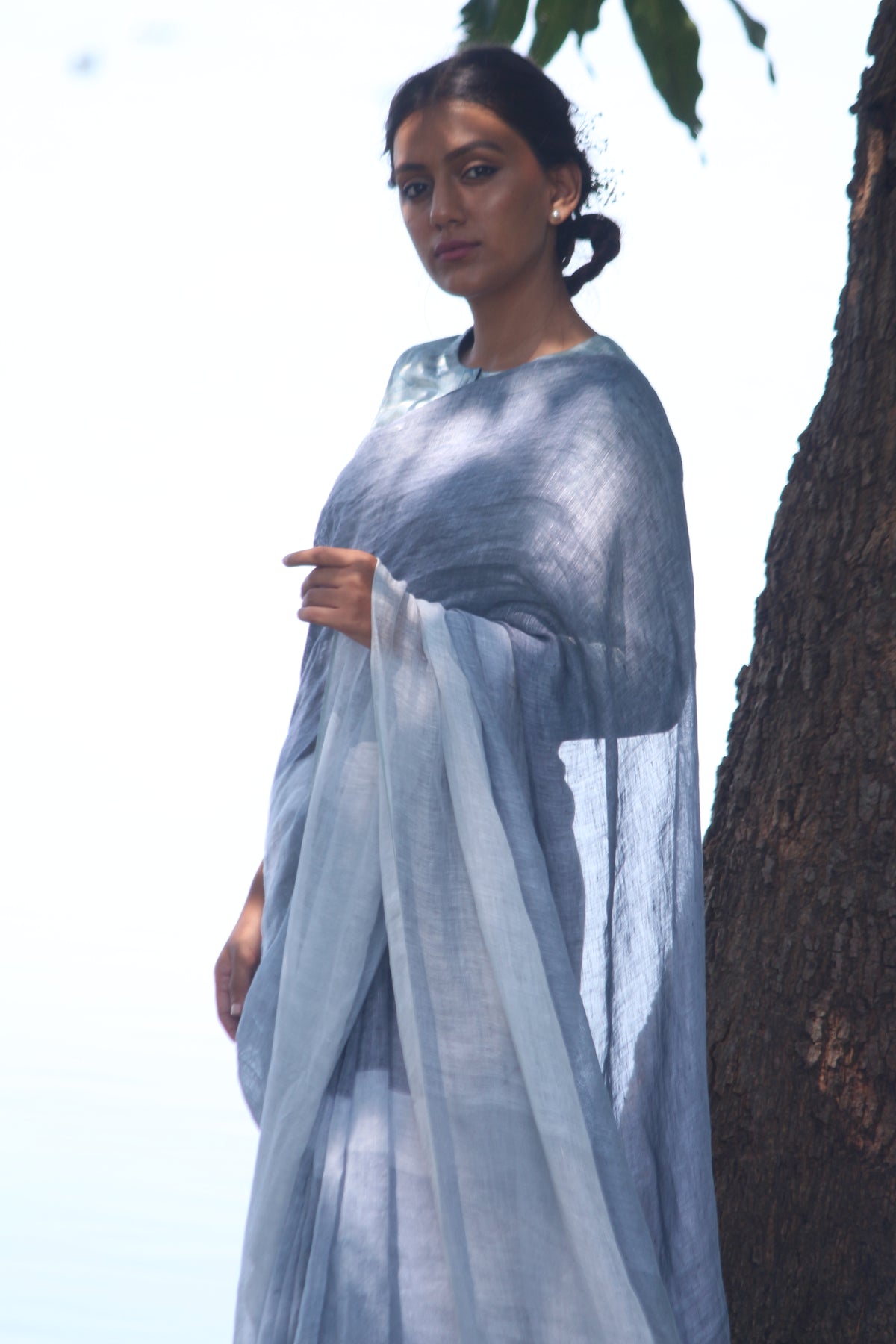 SLATE LINEN SAREE