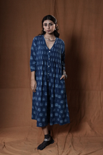 Khejri V-Neck Dress : Indigo