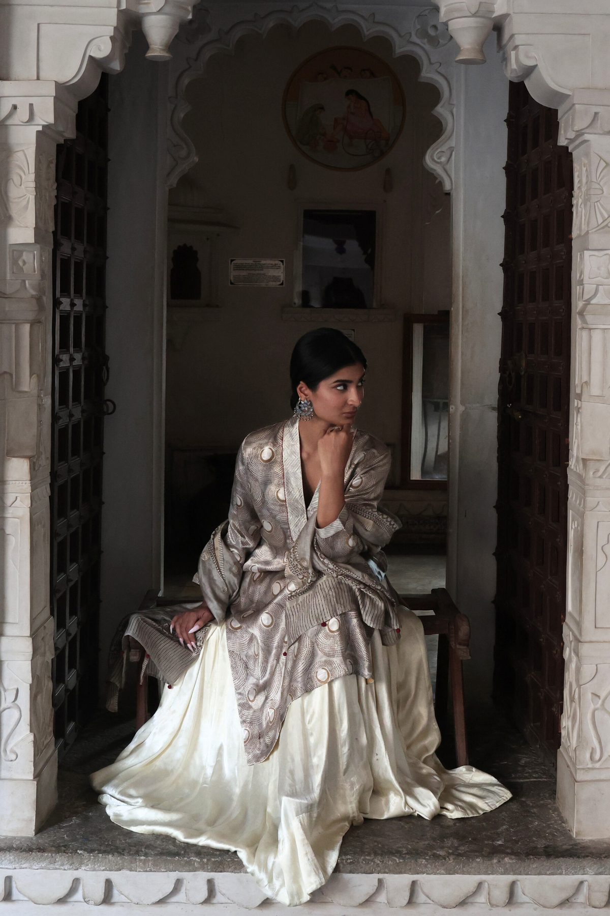 Kashish Silk Ivory Skirt