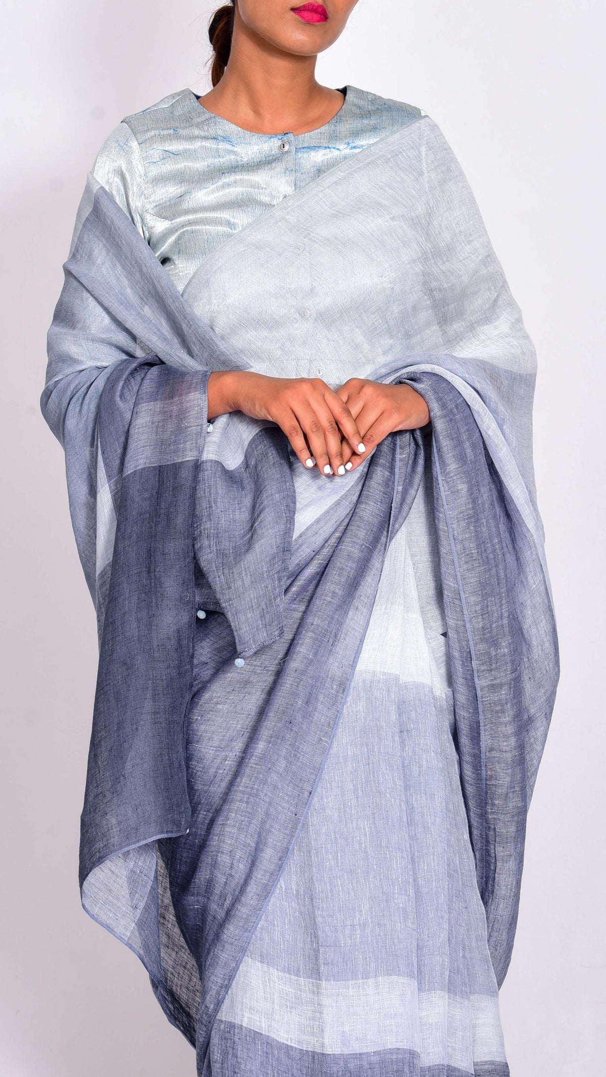 SLATE LINEN SAREE