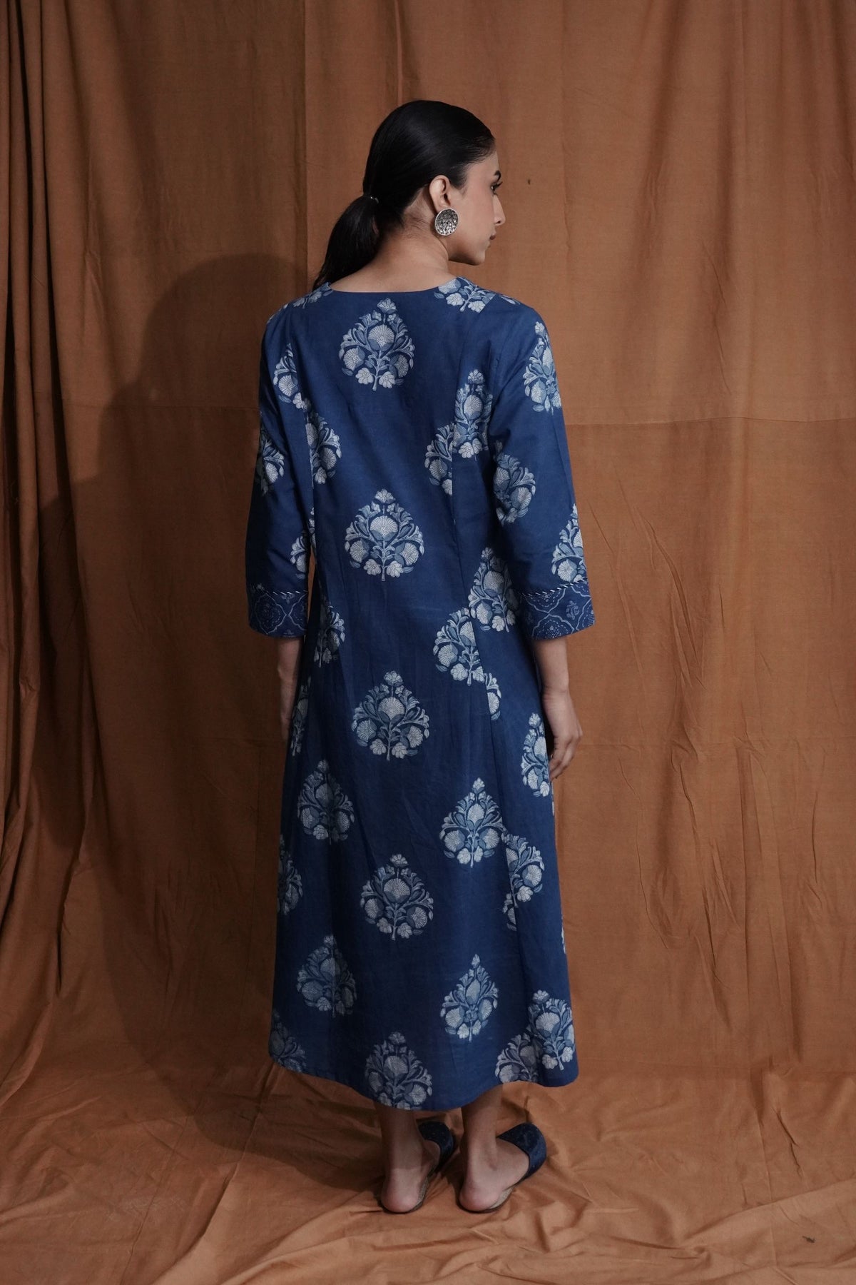 Floral Yoke Dress : Indigo
