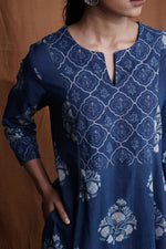 Floral Yoke Dress : Indigo