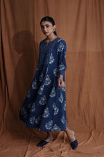 Floral Yoke Dress : Indigo