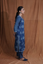 Peacock Panel Kurta : Indigo