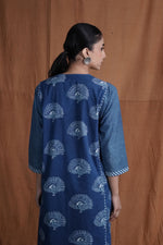 Peacock Panel Kurta : Indigo