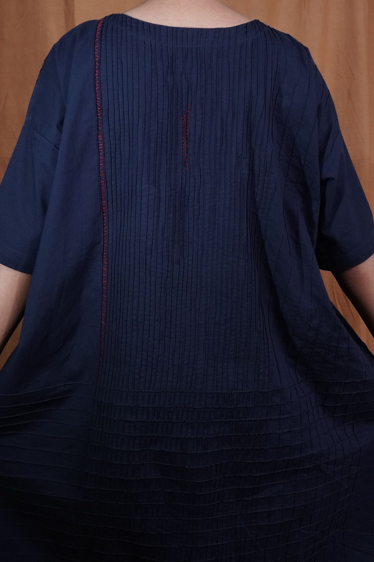 Embroidered Solid Dress : Indigo