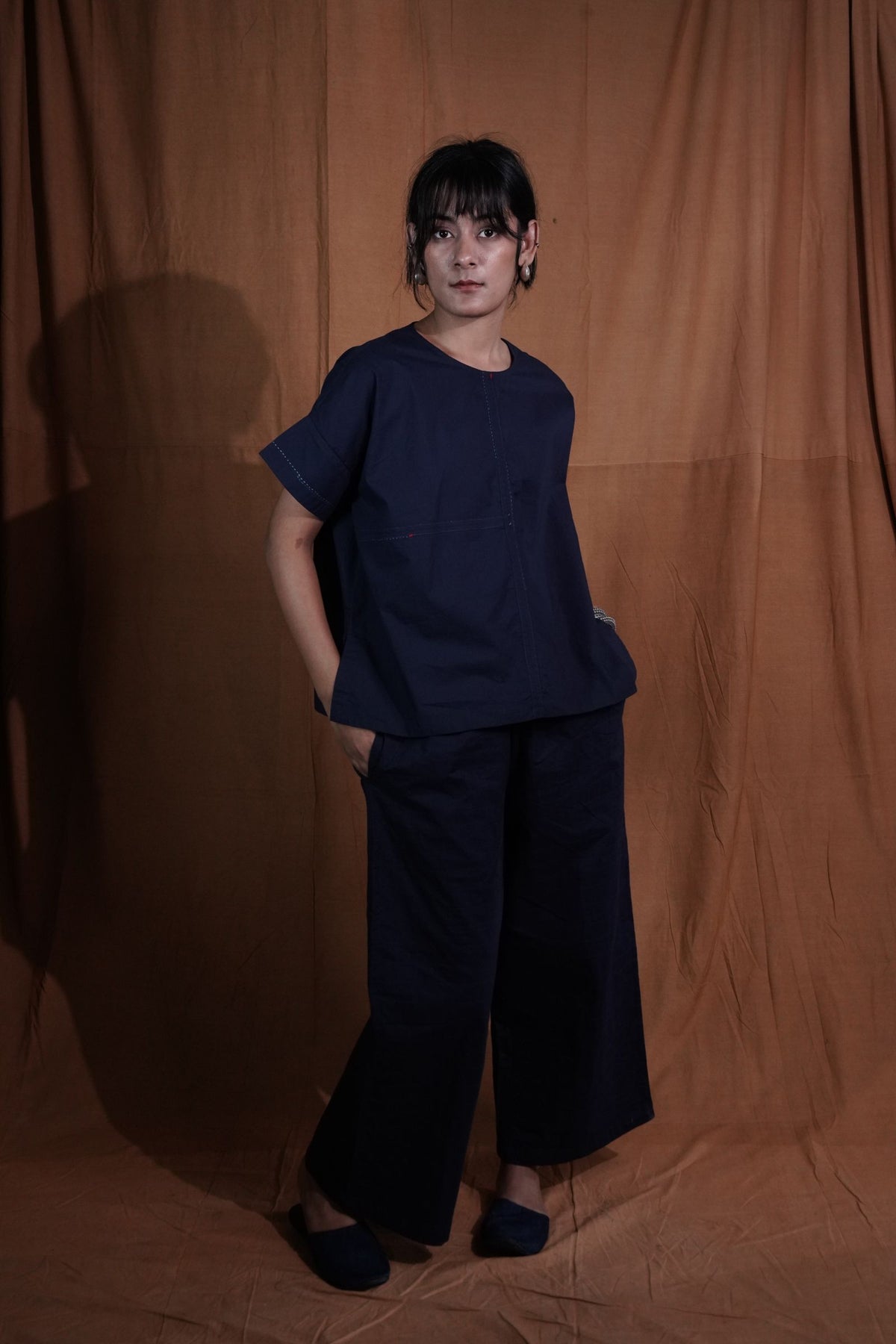 Embroidered Coord Set : Indigo