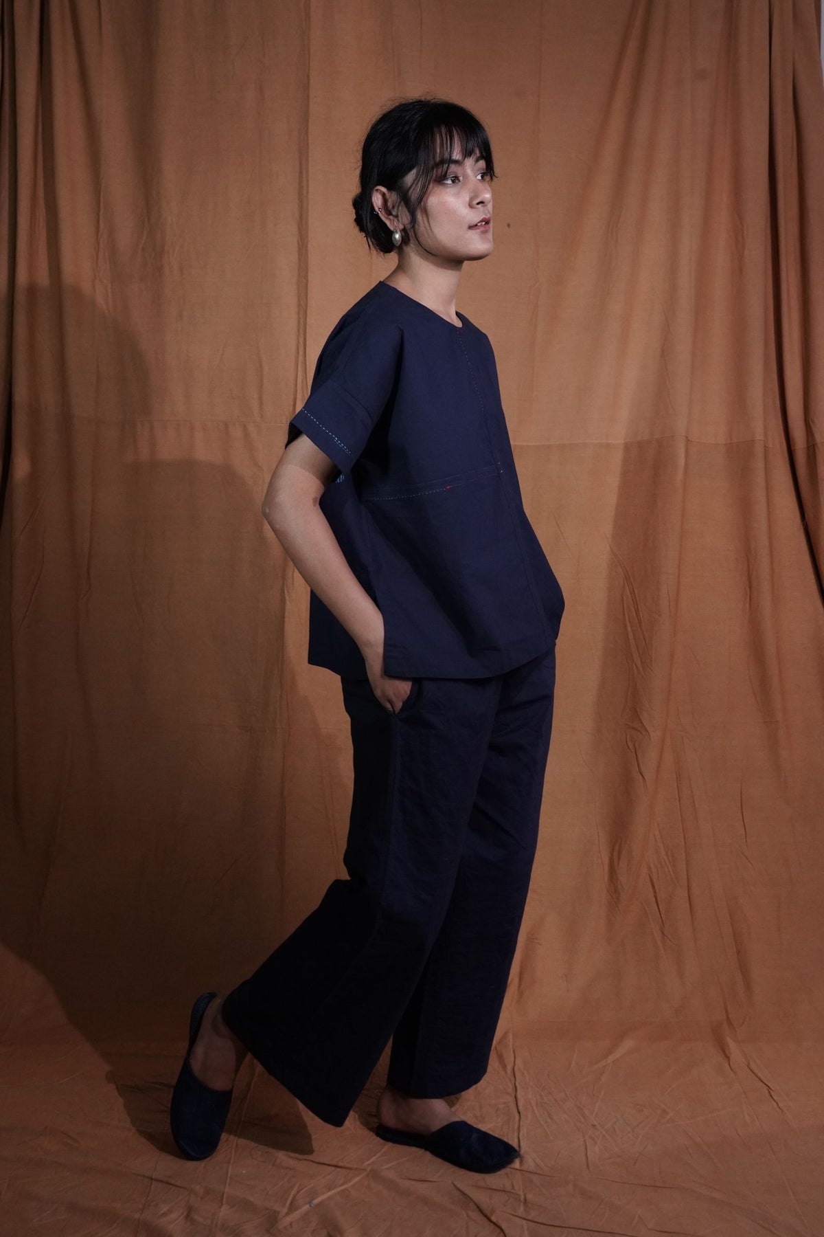 Embroidered Coord Set : Indigo