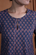 Pink Butti Short Kurta : Indigo
