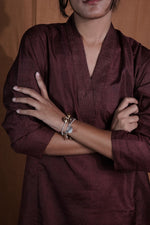 V-neck Silk Kurta