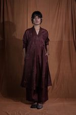 V-neck Floral Silk Kurta