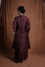 V-neck Floral Silk Kurta