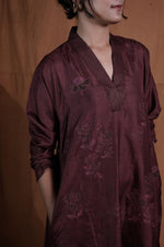 V-neck Floral Silk Kurta