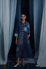 EcoCouture Patchwork Dress - Indigo
