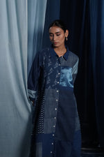 EcoCouture Patchwork Dress - Indigo