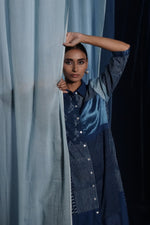 EcoCouture Patchwork Dress - Indigo