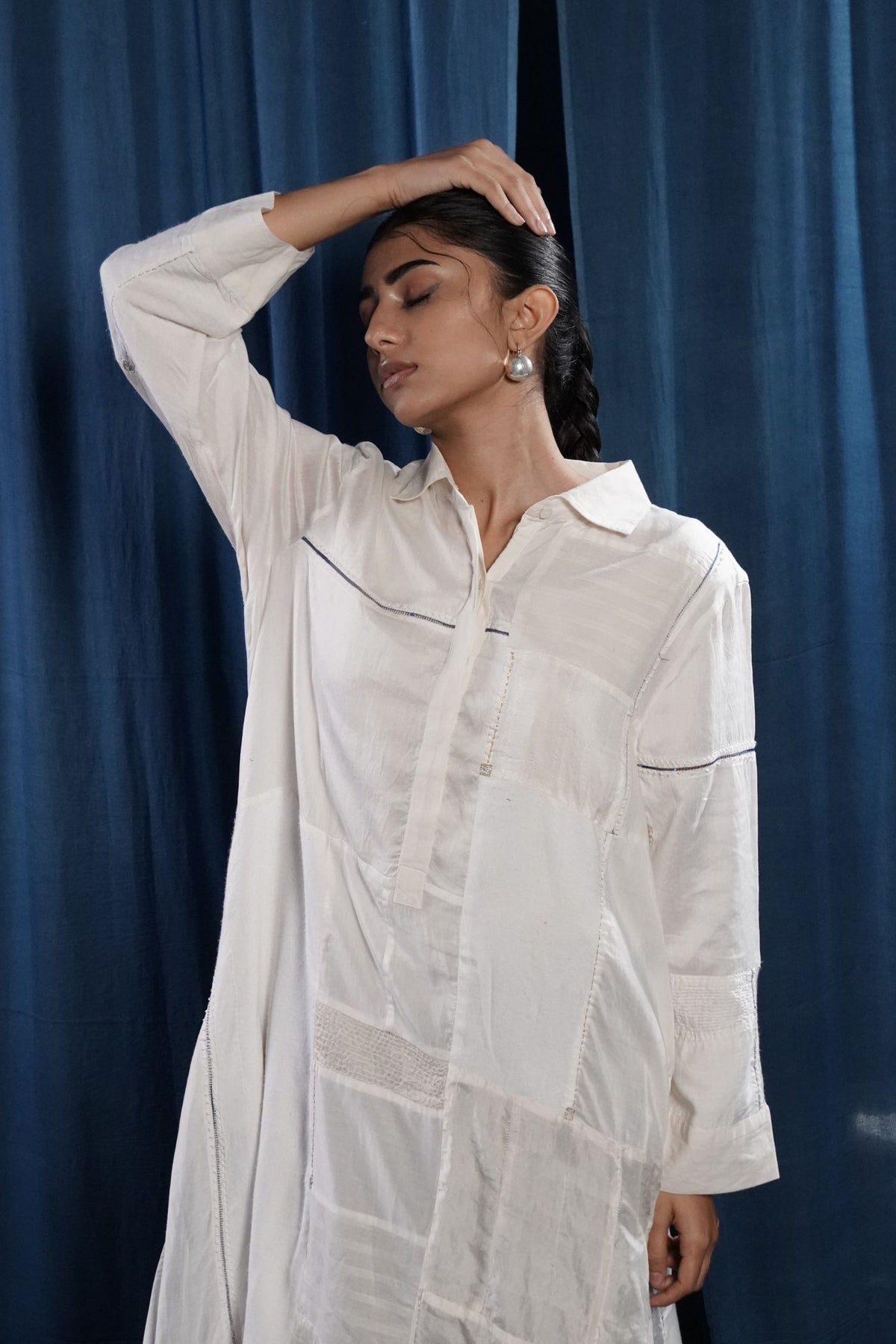 EcoCouture Patchwork Kurta - White