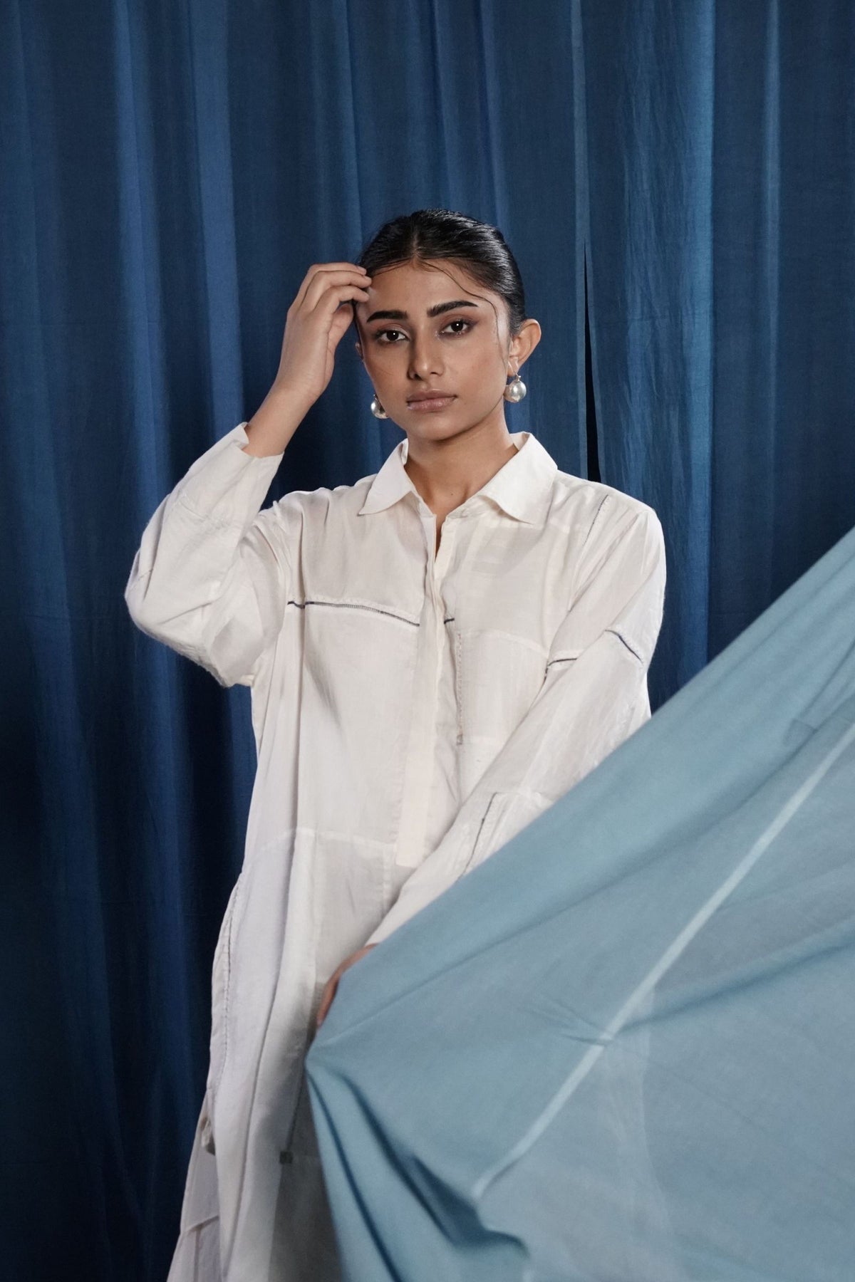 EcoCouture Patchwork Kurta - White