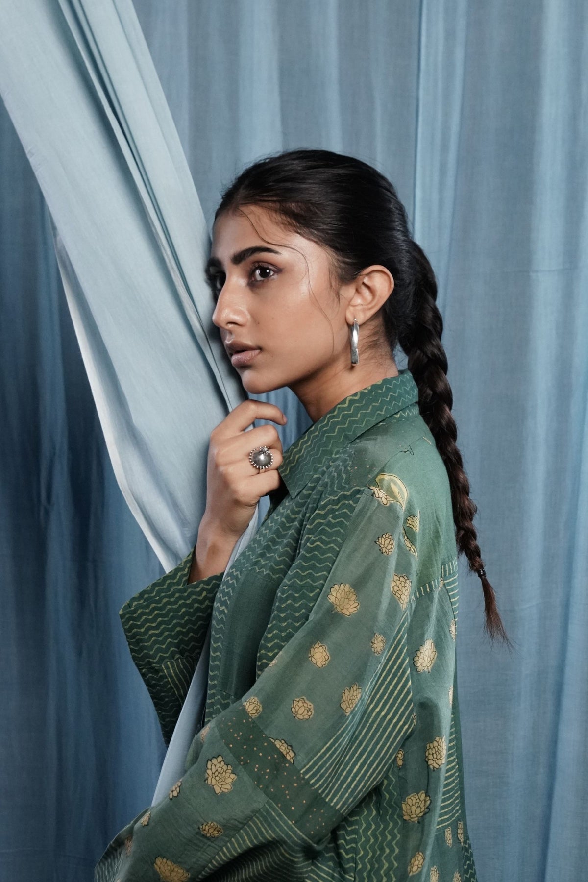 EcoCouture Patchwork Kurta - Green