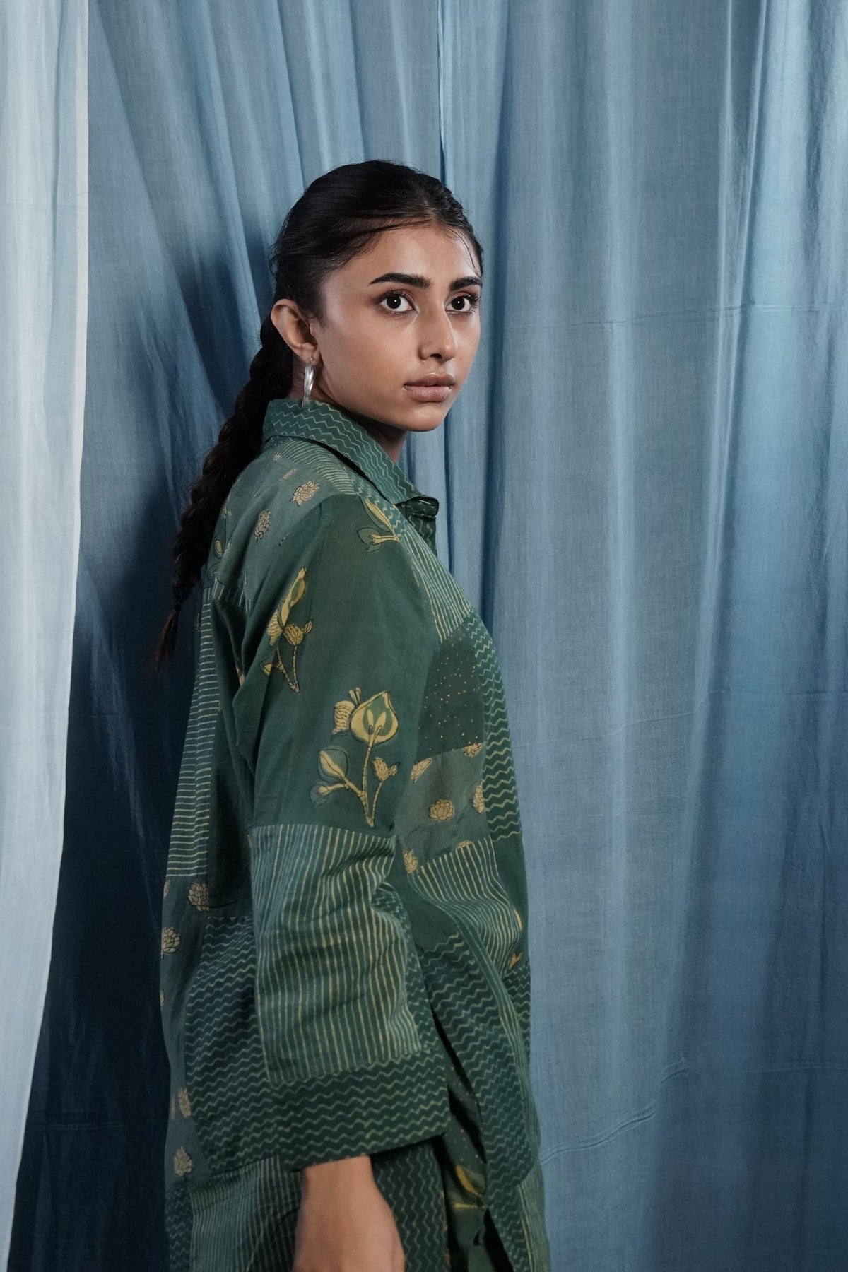 EcoCouture Patchwork Kurta - Green