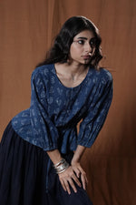 Khejri Drawstring Top : Indigo