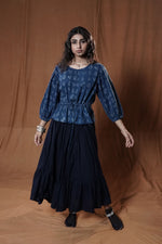 Khejri Drawstring Top : Indigo