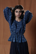 Khejri Drawstring Top : Indigo