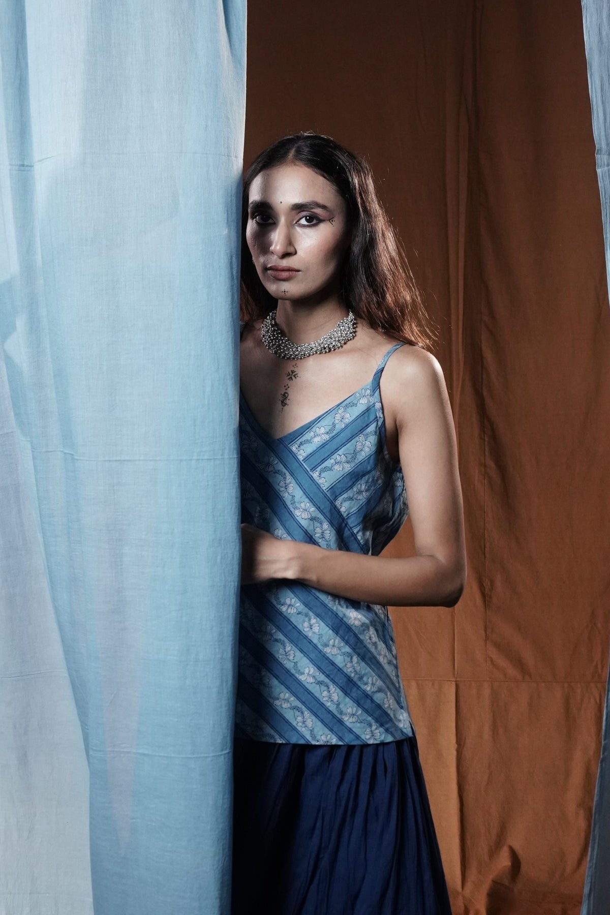 Khejri Strap Top : Indigo