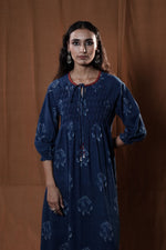 Khejri Pintucks Dress : Indigo