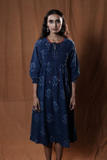 Khejri Pintucks Dress : Indigo