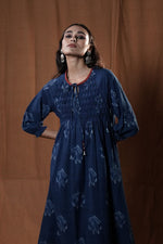 Khejri Pintucks Dress : Indigo