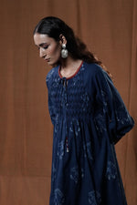 Khejri Pintucks Dress : Indigo